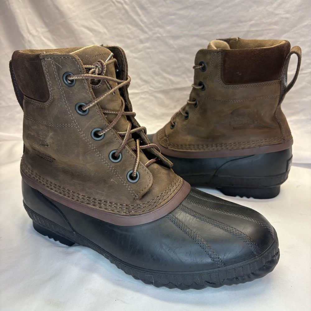 Sorel Cheyanne II Duck Boots Men's 10.5 Brown Waterproof Lace-Up Round Toe Ankle